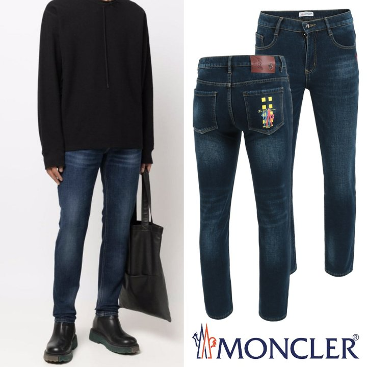 MONCLER 몽클레어 그레노블 네온 프린트 워싱 슬림진