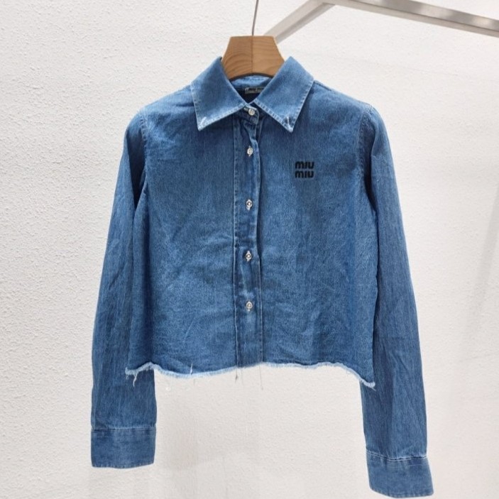 MIUMIU 미우미우 크롭 데님 셔츠
