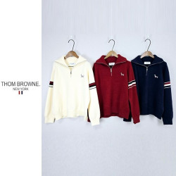 THOM BROWNE 톰브라운 닥스훈트 반목 집업 울 니트