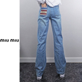 MIUMIU 미우미우 이선패치 와이드 엘라 청PT