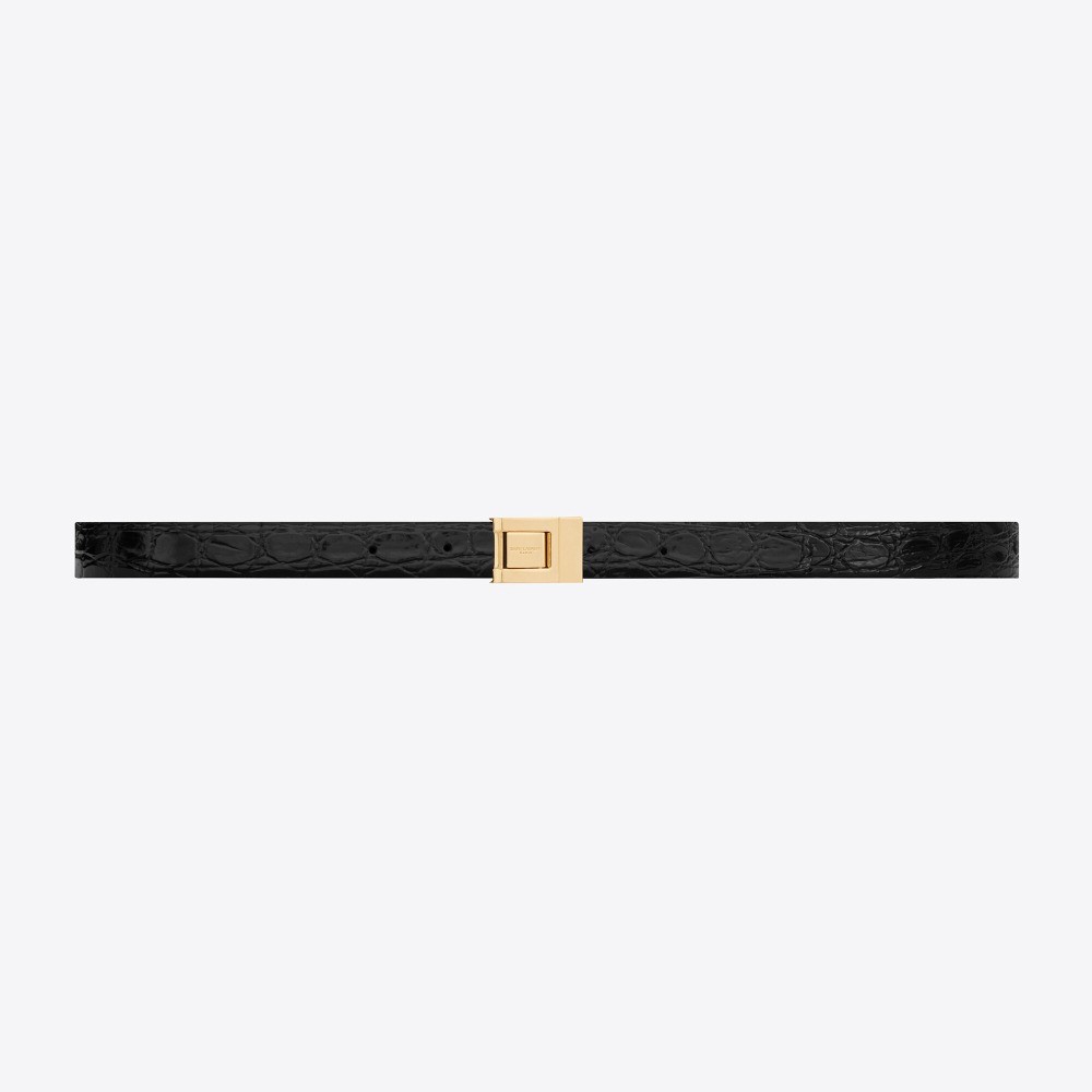 SAINT LAURENT 세인트로랑 악어 엠보 가죽 버클 협벨트 715871 (20mm) 2COLOR