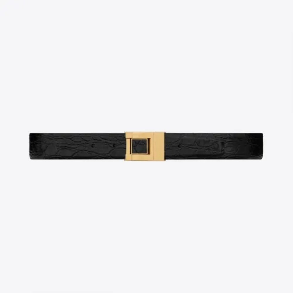 SAINT LAURENT 세인트로랑 악어 엠보 가죽 버클 협벨트 658518 (30mm) 2COLOR