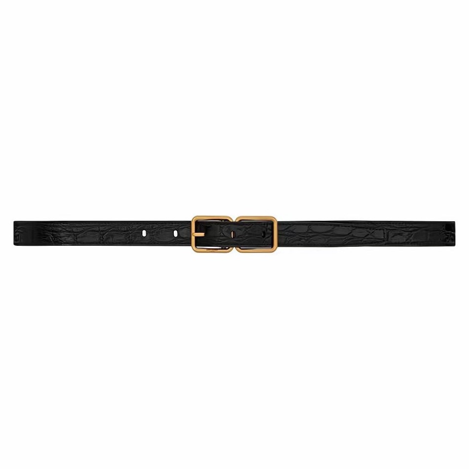 SAINT LAURENT 세인트로랑 크로커다일 엠보 가죽 더블 버클 협벨트 732557 (20mm)