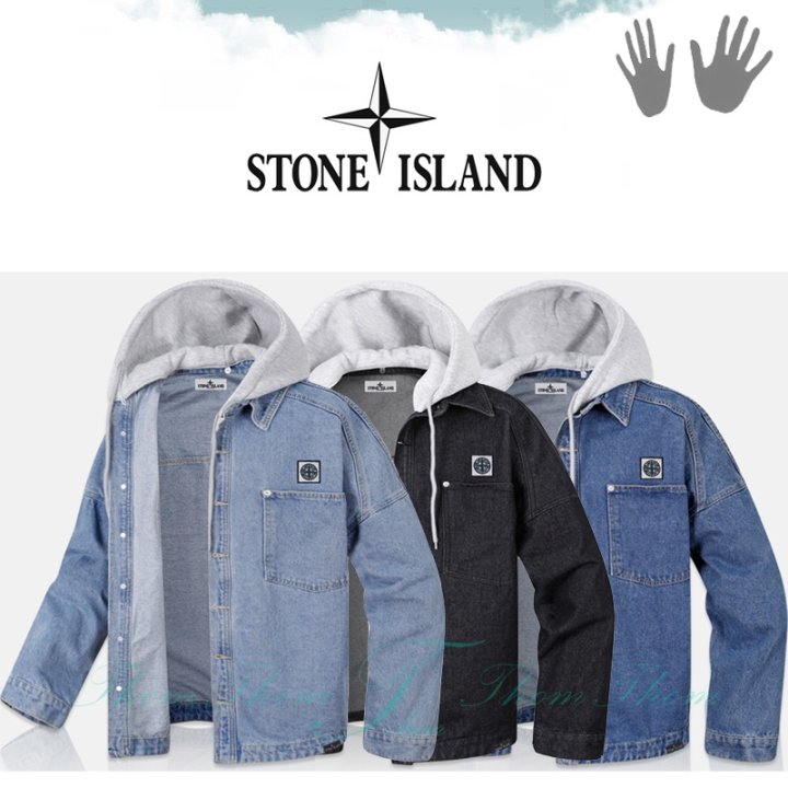 STONE ISLAND 스톤아일랜드 오버핏 청후두 남방 자켓