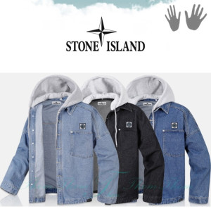 STONE ISLAND 스톤아일랜드 오버핏 청후두 남방 자켓