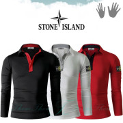 STONE ISLAND 스톤아일랜드 단추 배색 스판 카라