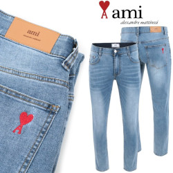 AMI 아미 연청 워싱 슬림진