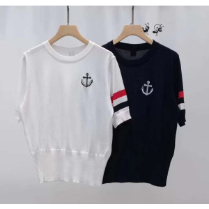 THOM BROWNE 톰브라운 팔삼선앵커 라운드 반팔 니트