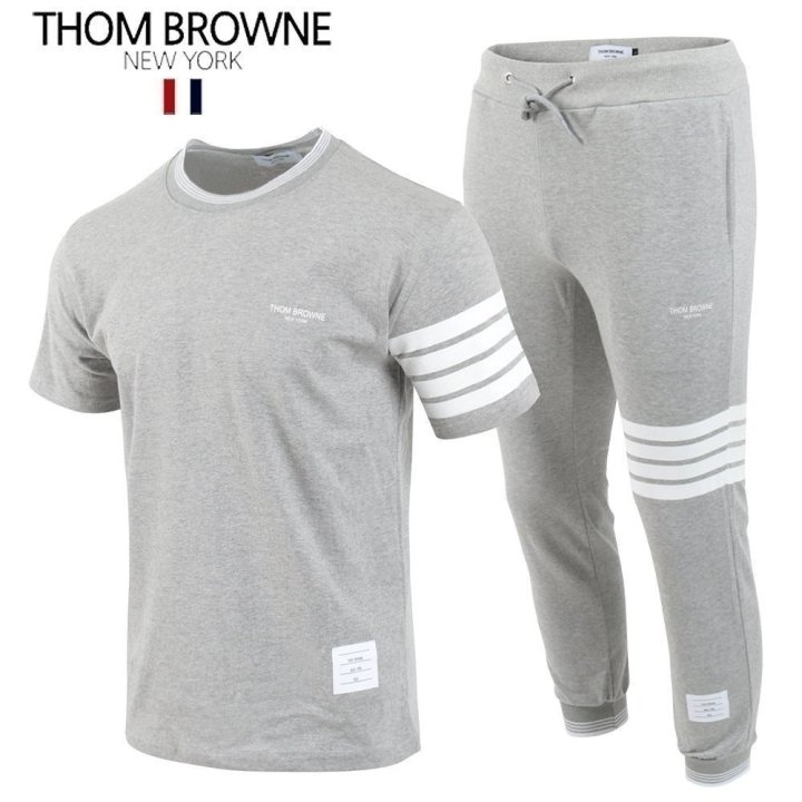 THOM BROWNE 톰브라운 사선 시보리 반팔 긴바지 세트