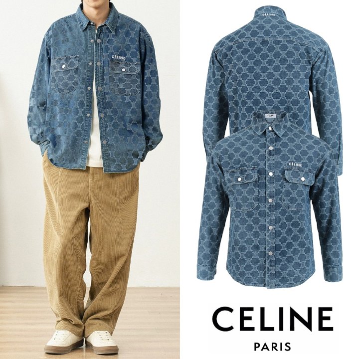 CELINE 셀린느 트리오페 멀티자수 데님 셔츠