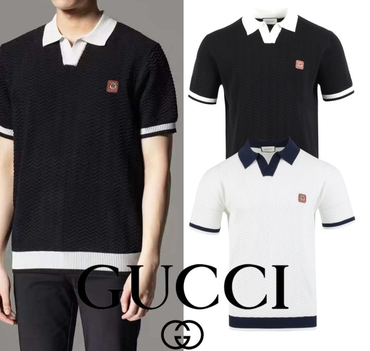 GUCCI 구찌 스틸로고 라이닝 카라 니트