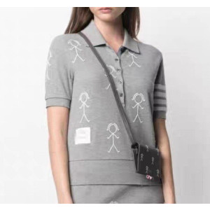 THOM BROWNE 톰브라운 피플 카라 반팔 니트