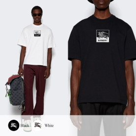 BURBERRY 버버리 스퀘어 기마상 자수 루즈핏 티셔츠