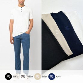 BURBERRY 버버리 TB 모노그램 버튼넥 니트 반팔