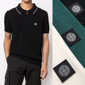 STONE ISLAND 스톤아일랜드 지퍼카라 니트반팔