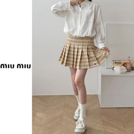 MIUMIU 미우미우 레터링 체크치마바지