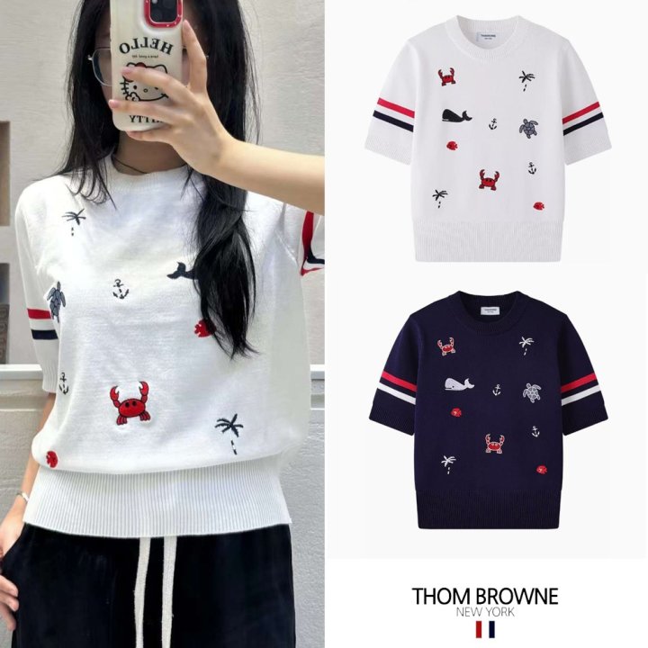 ●5월 판매 9위● THOM BROWNE 톰브라운 씨라이프 자수 니트