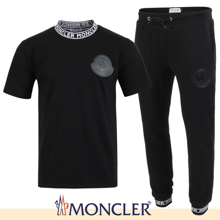 MONCLER 몽클레어 빅 레더 로고 반팔 & 긴바지 셋트