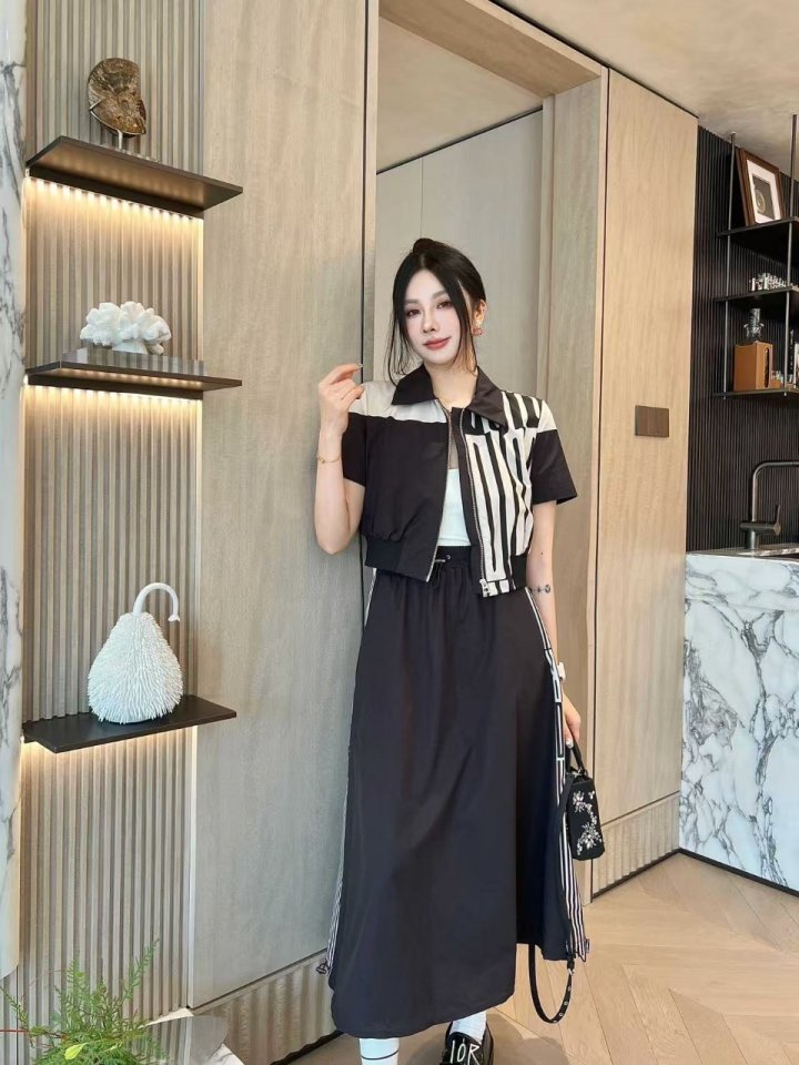 DIOR 디올 롱 스커트 반팔 셋트
