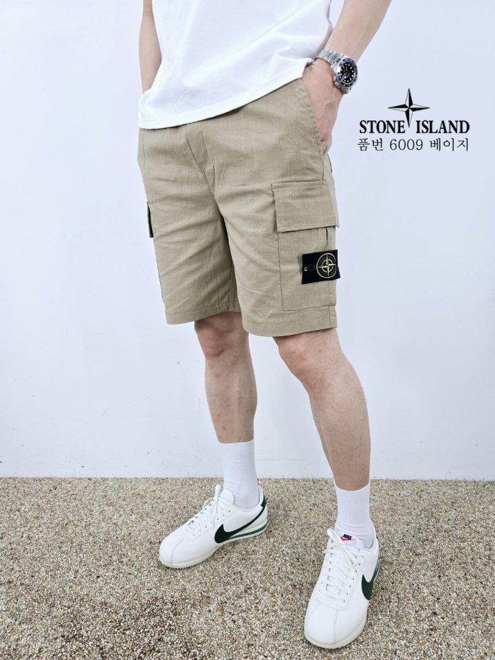 STONE ISLAND 스톤아일랜드 린넨 카고 5부 반바지 4COLOR