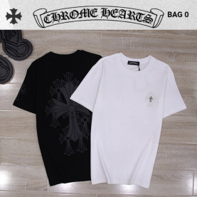 CHROME HEARTS 크롬하츠 콘트라스 십자가 가죽로고 티셔츠