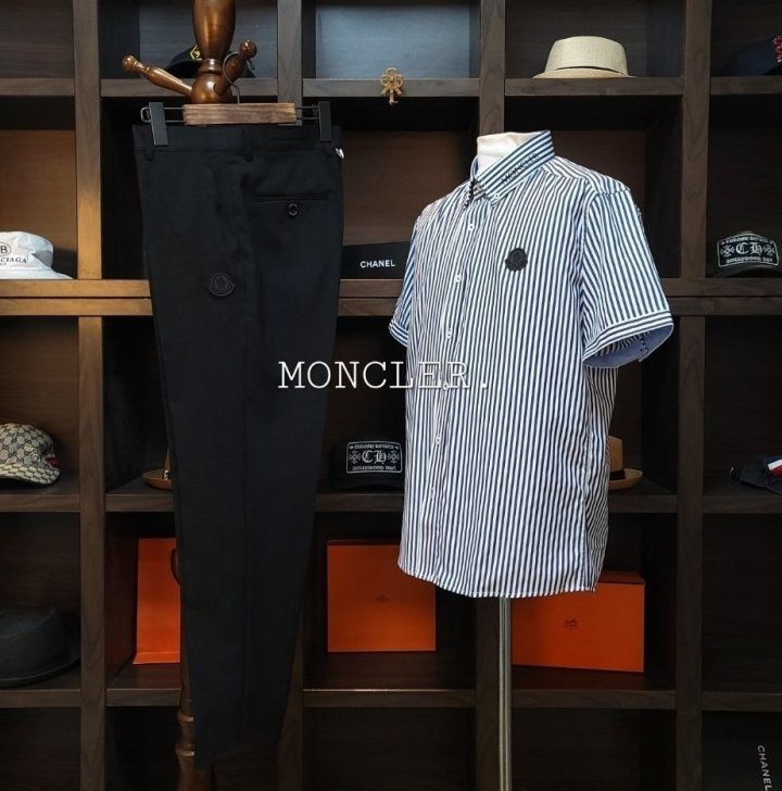 MONCLER 몽클레어 볼튼 스트라이프 셔츠+리안 슬렉스