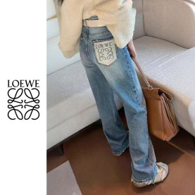 LOEWE 로에베 세미와이드 백패치 팬츠