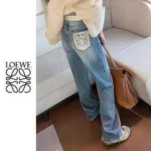 LOEWE 로에베 세미와이드 백패치 팬츠