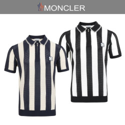 MONCLER 몽클레어 로고 스트라이프 반집업 쿨링 메쉬탑