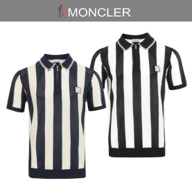 MONCLER 몽클레어 로고 스트라이프 반집업 쿨링 메쉬탑