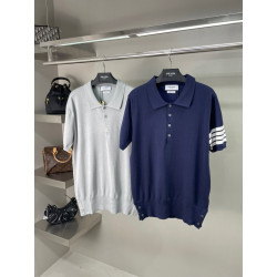 THOM BROWNE 톰브라운 사선 니트 카라 티셔츠 2COLOR