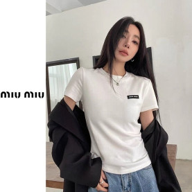 MIUMIU 미우미우 블랙 로고 반팔티 3COLOR