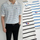 MAISON KITSUNE 메종키츠네 트리컬러 스트라이프 카라니트