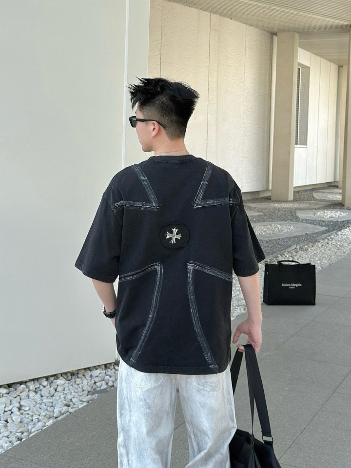 CHROME HEARTS 크롬하츠 피그먼트 크로스 절개티셔츠 2COLOR