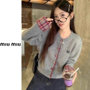 ●9월 판매 4위● MIUMIU 미우미우 체크 배색 가디건 2COLOR