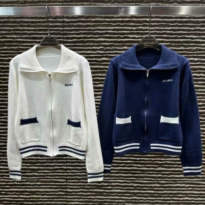 MIUMIU 미우미우 라펠 니트 집업 가디건