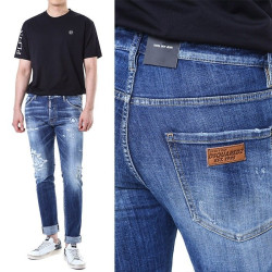 DSQUARED2 디스퀘어드2 1995로고 래더패치 멀티 디스덧댐 중청 워싱진