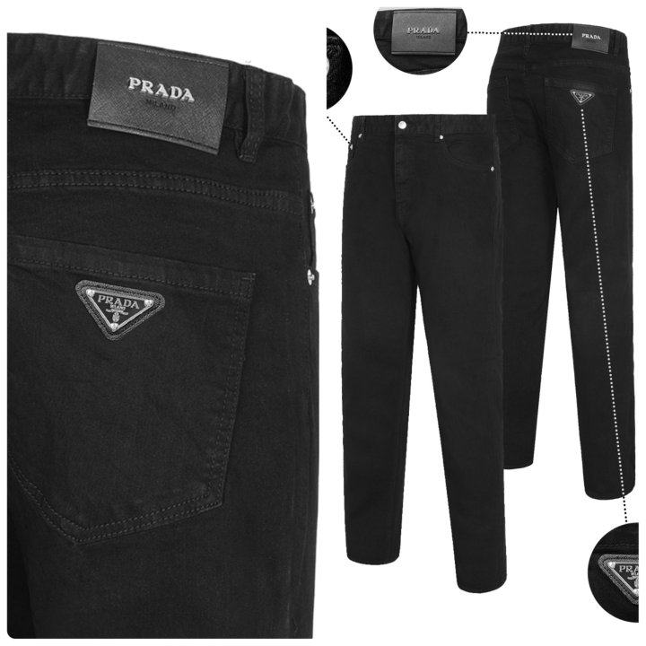 PRADA 프라다 메탈 삼각패치 블랙진