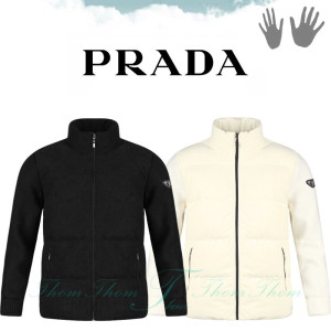 PRADA 프라다 코듀로이 덕다운 니트 패딩 점퍼