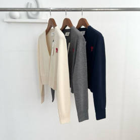 AMI 아미 하트로고 울 가디건