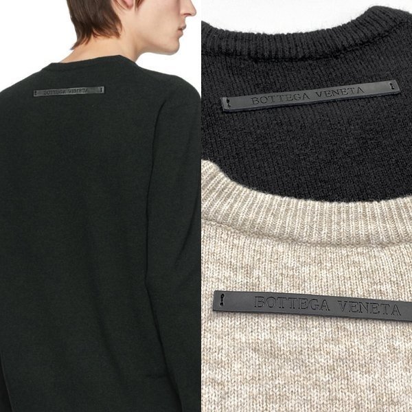 BOTTEGA VENETA 보테가베네타 레더패치 라운드 니트