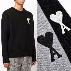 AMI 아미 골드하트 사선하트 라운드 니트