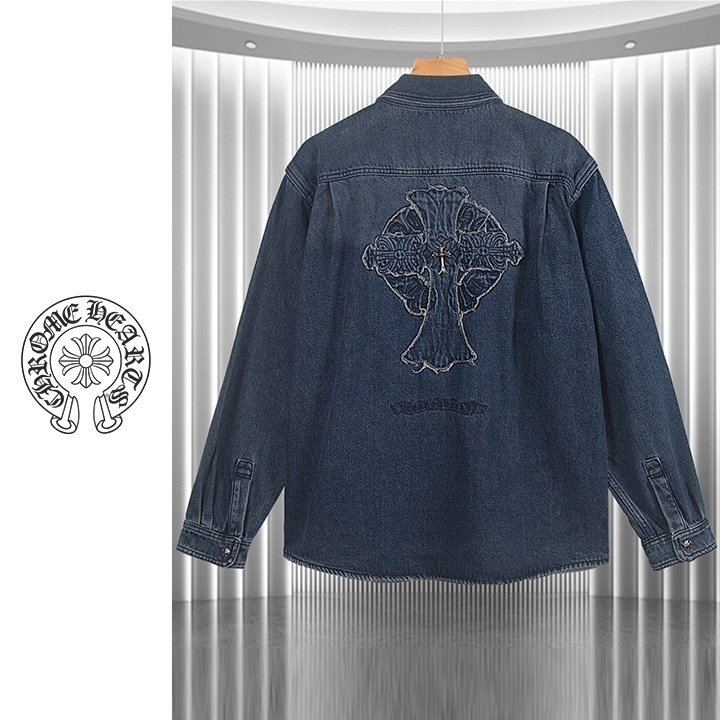 CHROME HEARTS 크롬하츠 플로럴 크로스 아플리케 데님 자켓