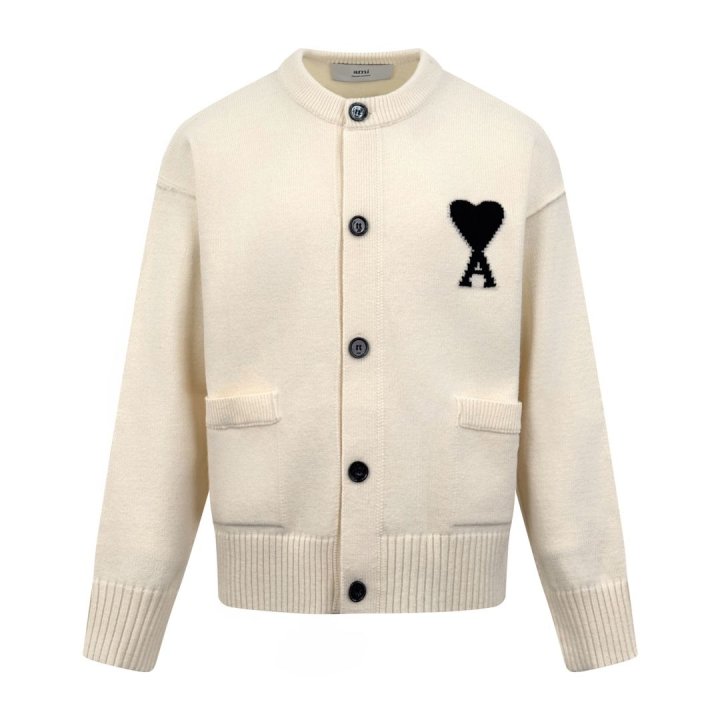 AMI 아미 하트 메리노 울 라운드 가디건 2COLOR