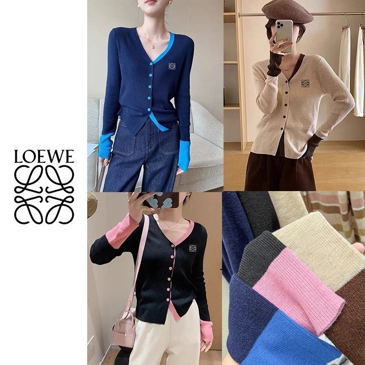 LOEWE 로에베 컬러 배색 포인트 가디건