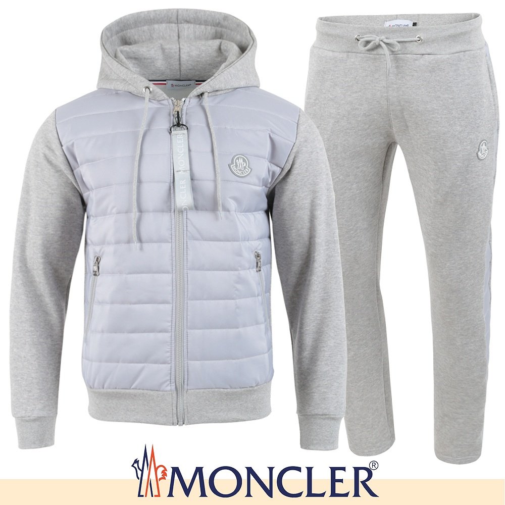 MONCLER 몽클레어 실버 로고 패치 패딩 집업 셋업