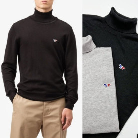 MAISON KITSUNE 메종키츠네 트리컬러 터틀넥 니트