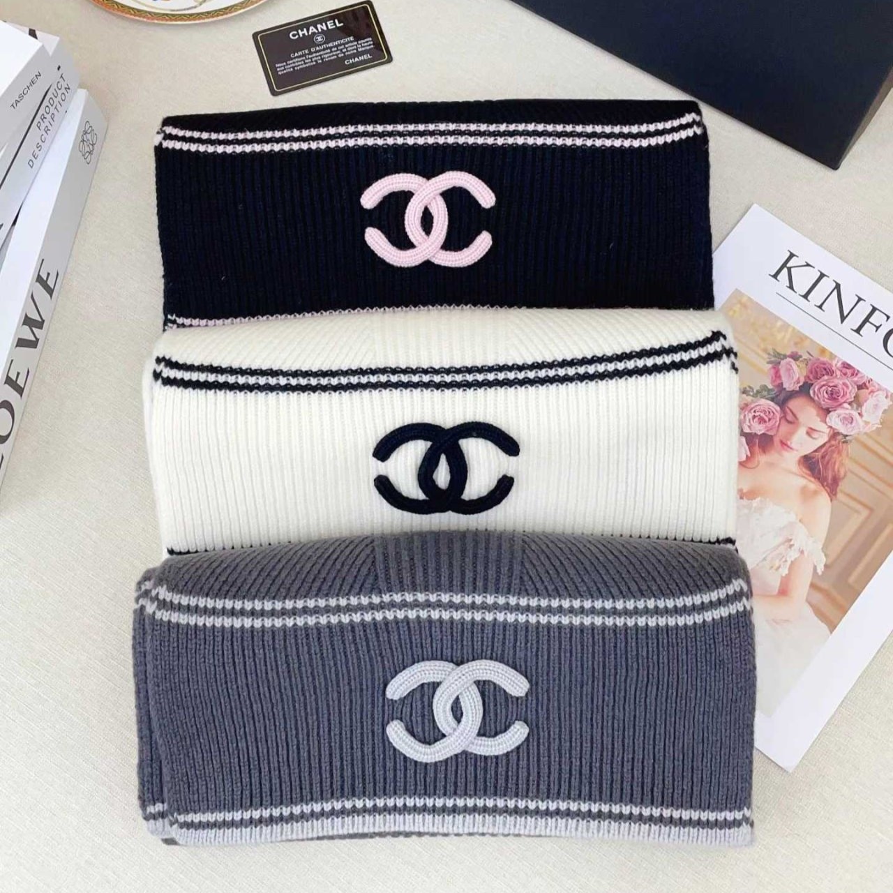 CHANEL 샤넬 울 캐시미어 머플러