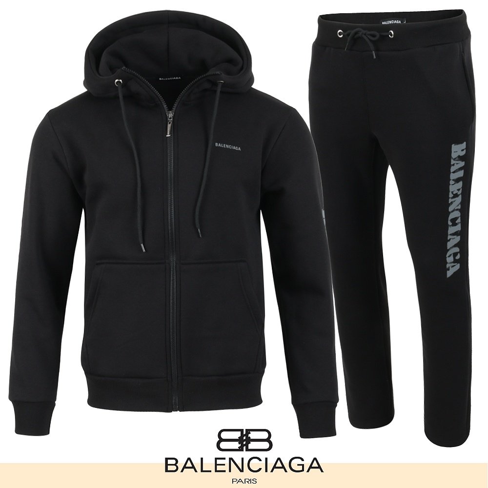 BALENCIAGA 발렌시아가 스텐실 빈티지 로고 후드 집업 셋업