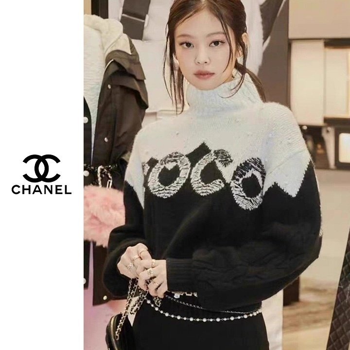 CHANEL 샤넬 코코 배색 니트